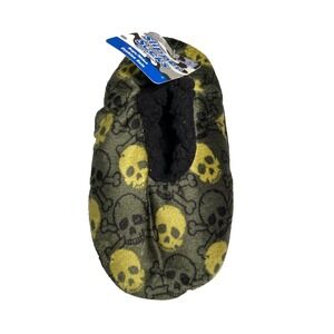 slipper socks boys green skull camo grippers shoe size 8-13 small medium